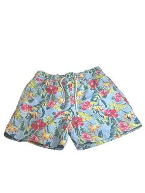 Polo Ralph Lauren Men's Light Blue Hibiscus  Swim Trunks Tropical Beach Pool